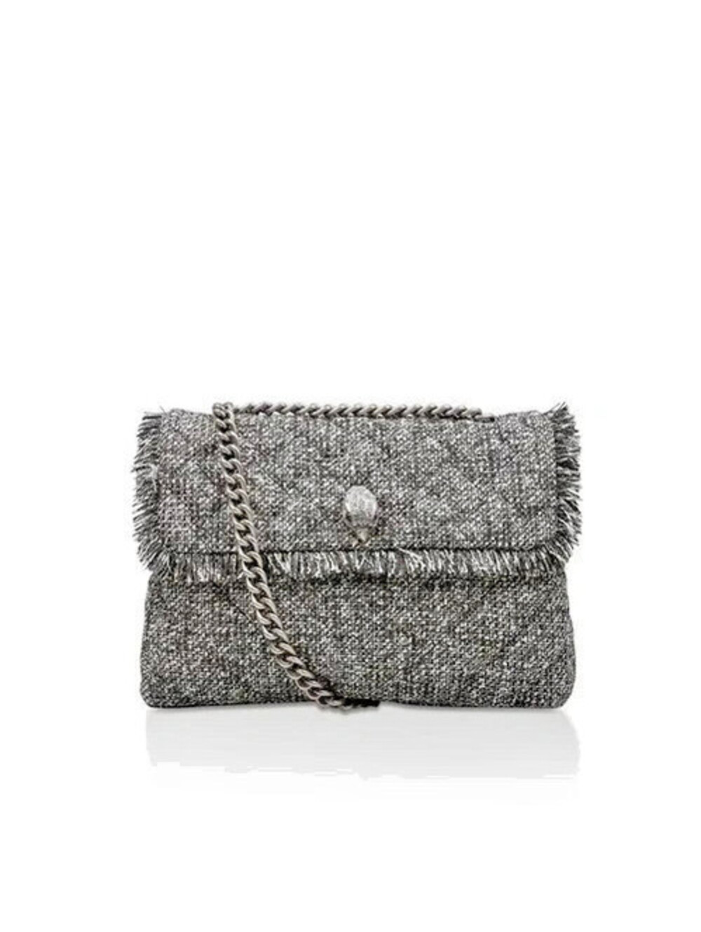 Kurt Geiger London Kensington Tweed Large Shoulder Bag Purse Double Chain Strap